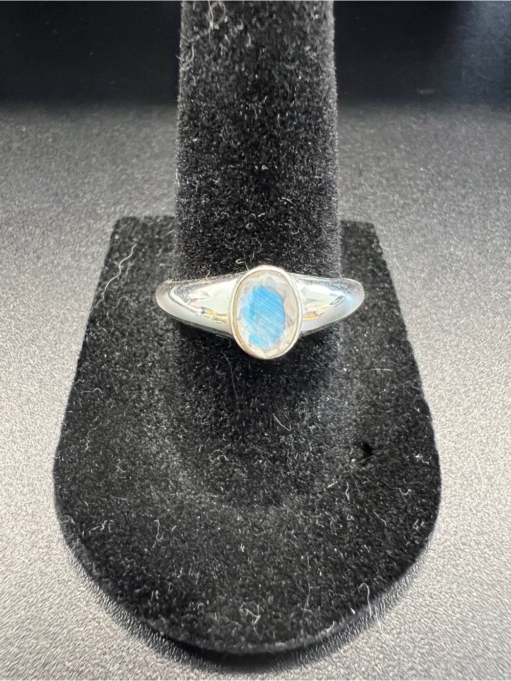 Sterling Silver 925 Natural Blue Moonstone Bezel Ring, NWOT
